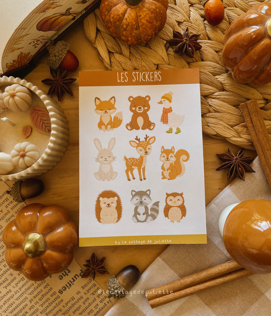 Planche de stickers "Les animaux de l'automne"