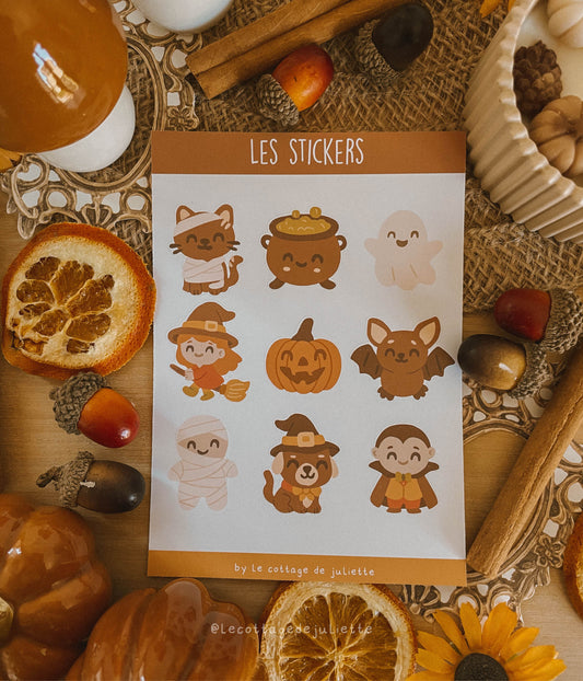 Planche de stickers "Les habitants d'Halloween"