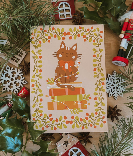 Illustration "Les lectures de Noël du chat"