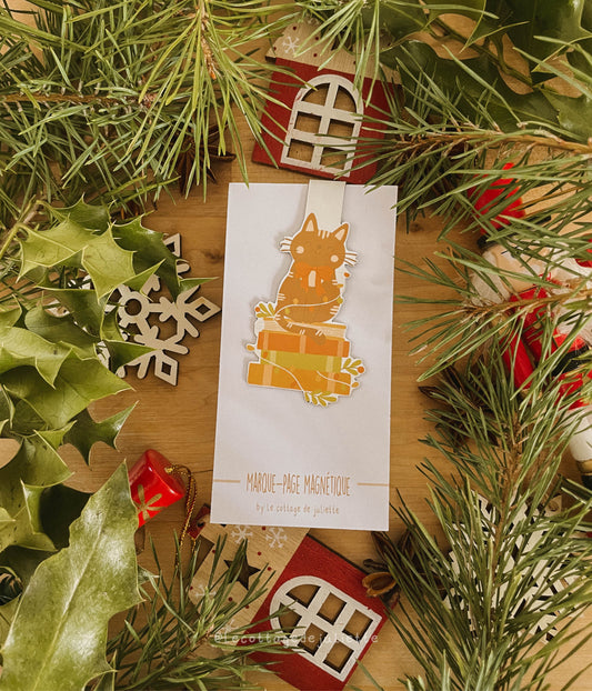Marque-page magnétique "Les lectures de Noël du chat"