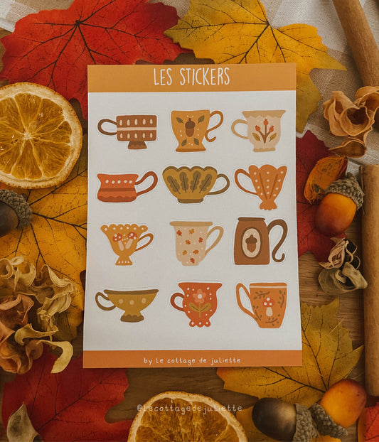 Planche de stickers "Les mugs de l'automne"