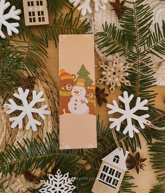 Marque-page "Les ours font leur bonhomme de neige"