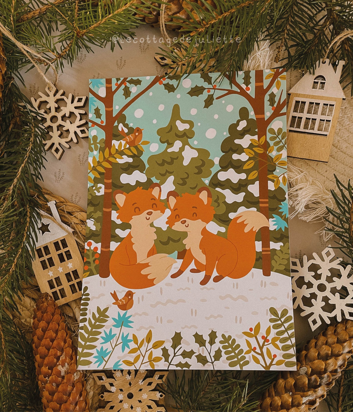 Illustration "Les renards en hiver"