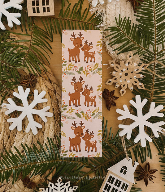 Marque-page "Les rennes en hiver"