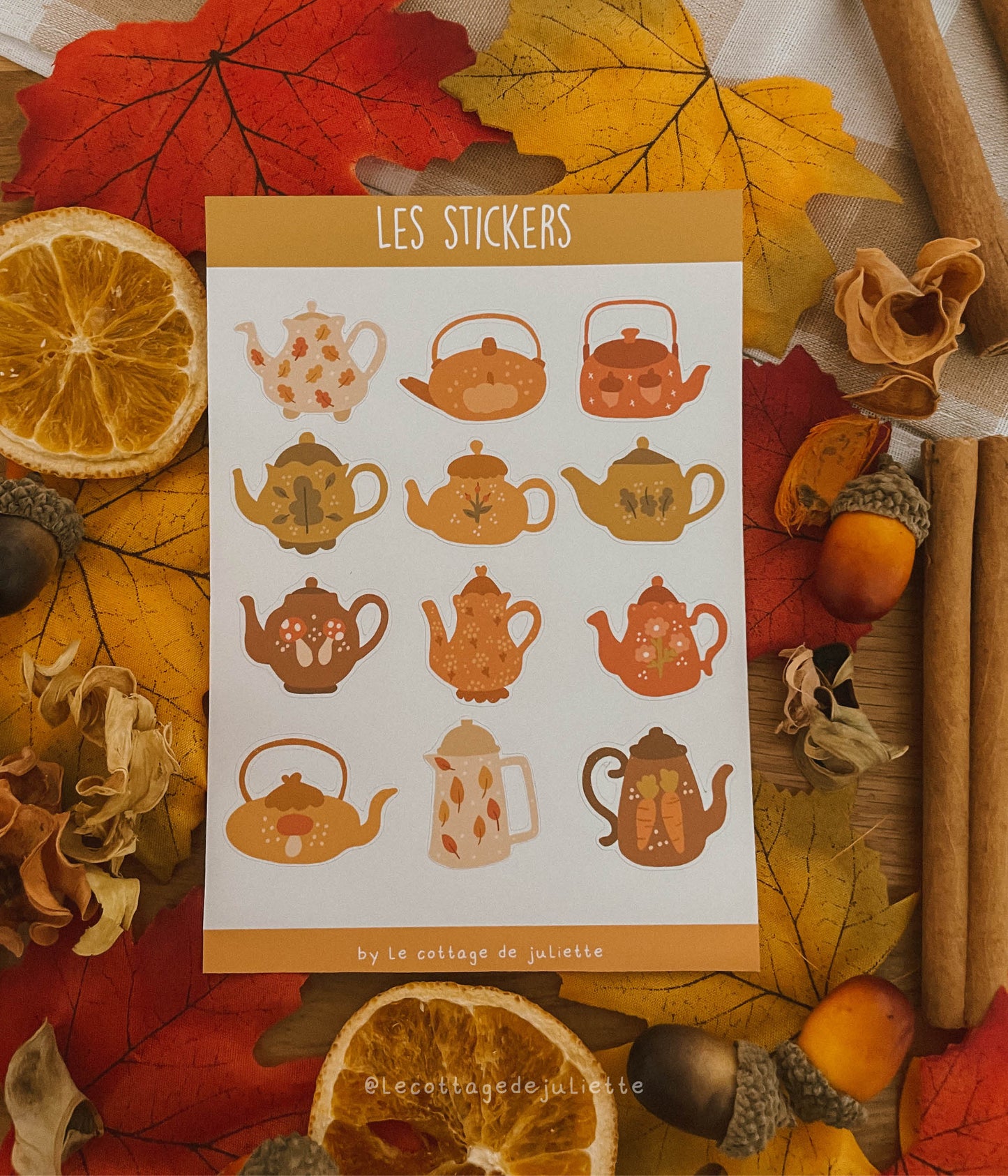 Planche de stickers "Les théières de l'automne"