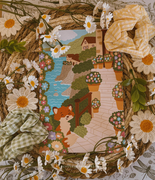 Illustration "Le village au bord des falaises"