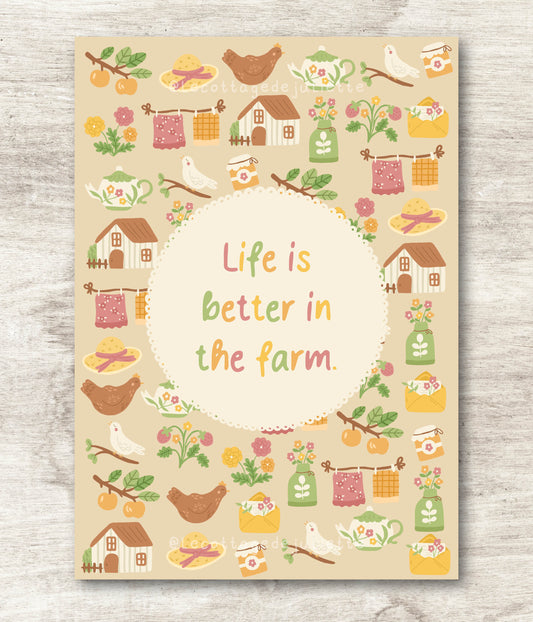 Illustration "Life is better in the farm"