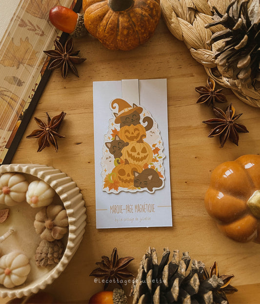 Marque-page magnétique "Pumpkins and cats"