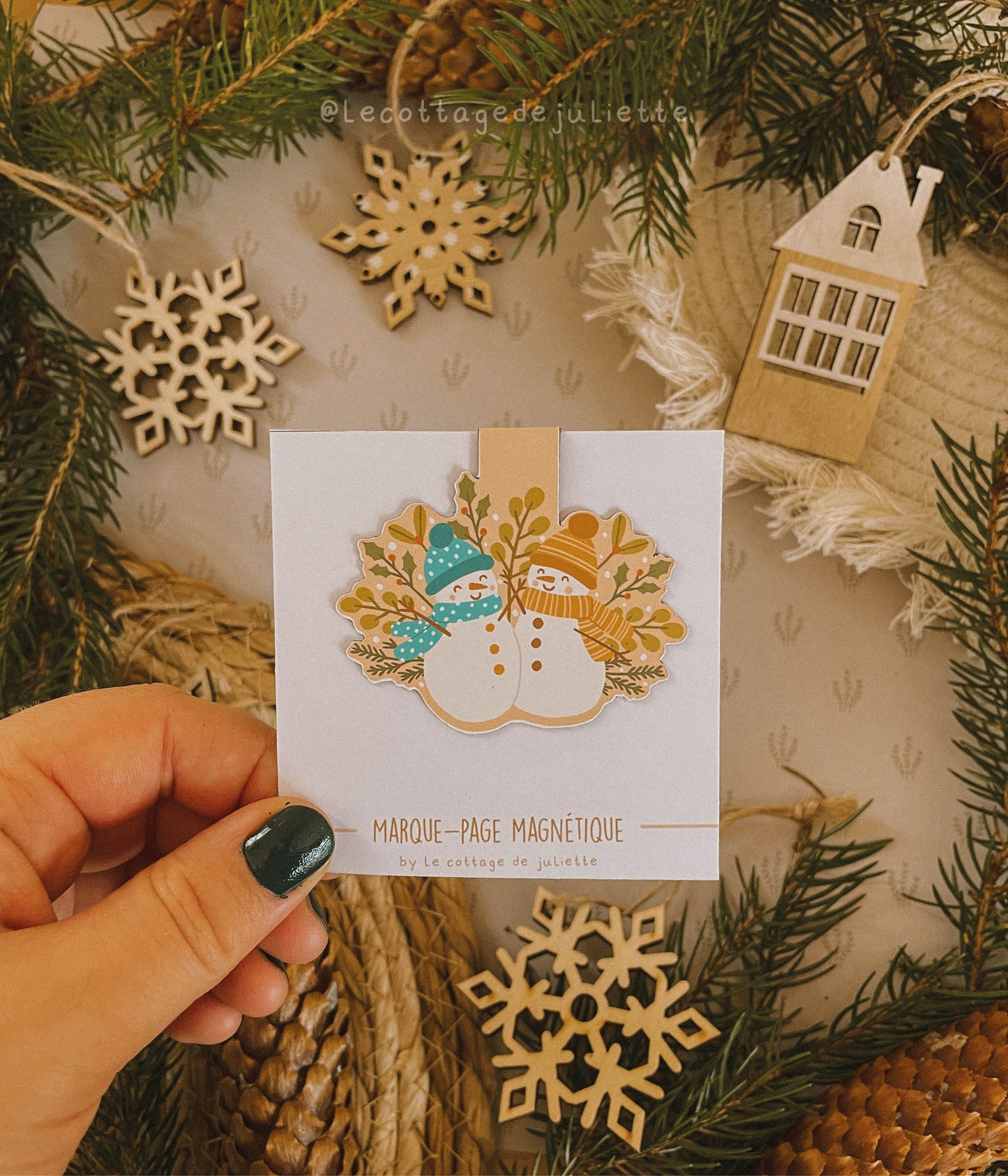 Marque-page magnétique "Snowmen in love"
