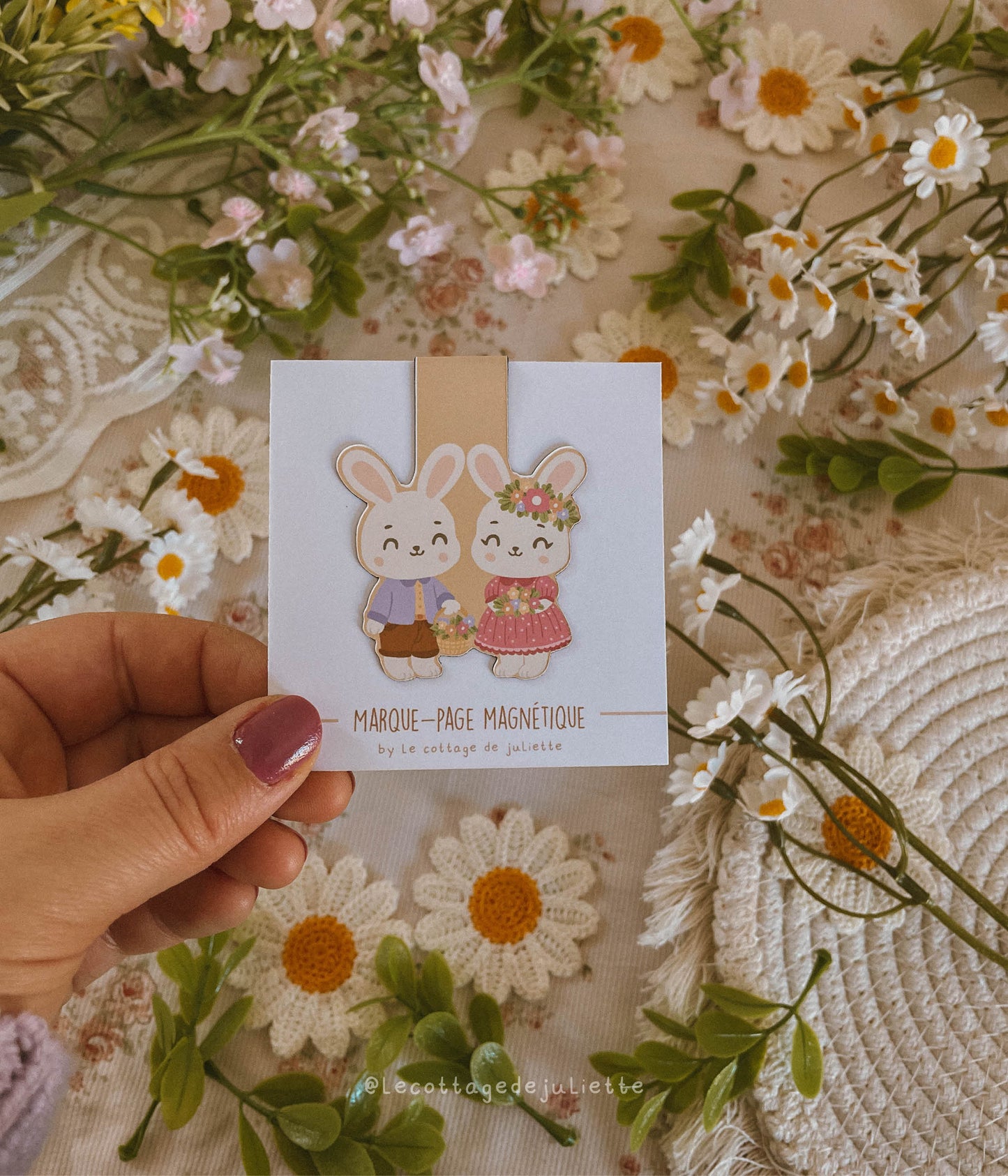 Marque-page magnétique "Spring Rabbits"