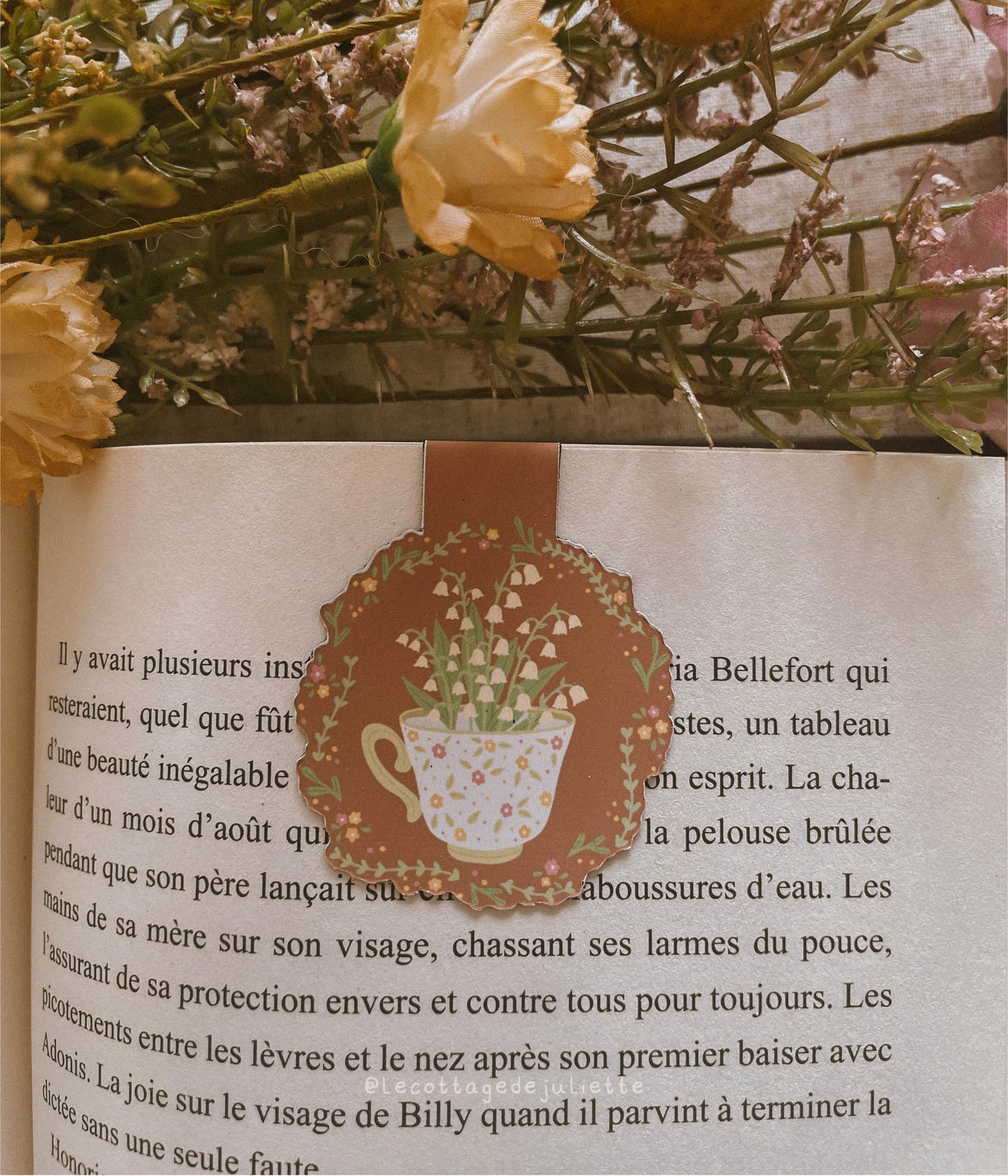 Marque-page magnétique "Tea time flower"