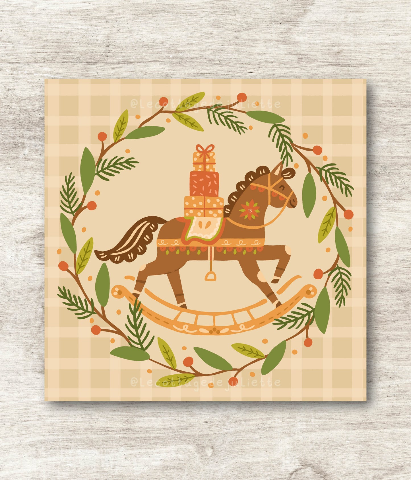 Illustration "The Christmas wooden horse"