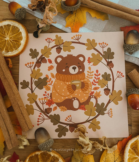 Illustration "The cute autumn bear"