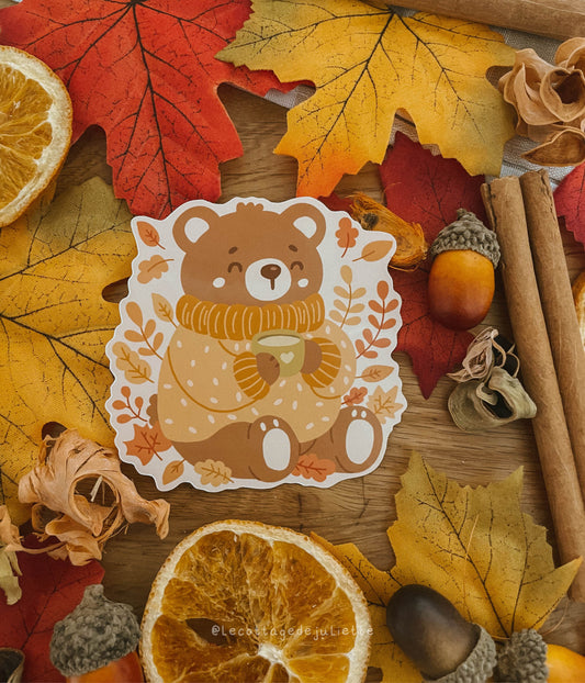 Sticker "The cute autumn bear"
