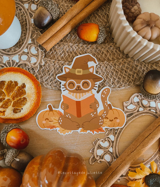 Sticker "The witch cat reader"