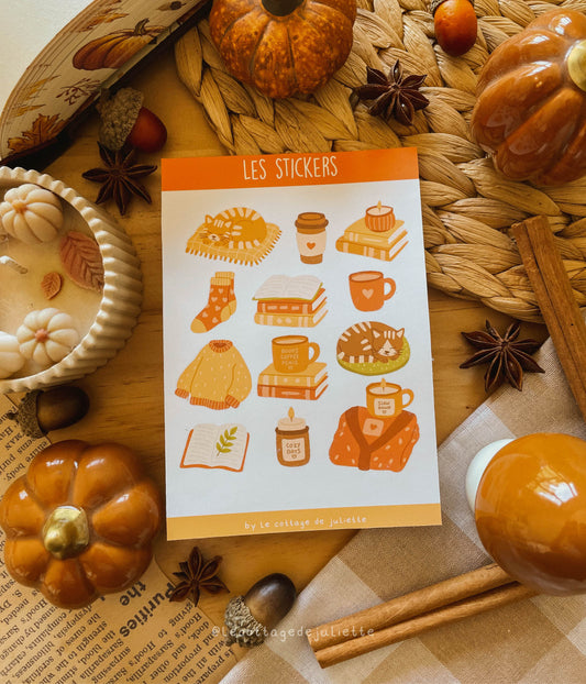 Planche de stickers "Un automne cosy"