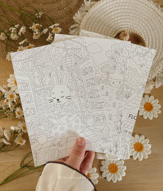 Carte à colorier "Un doux printemps"