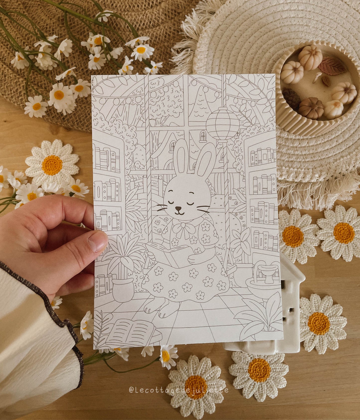 Carte à colorier "Un doux printemps"