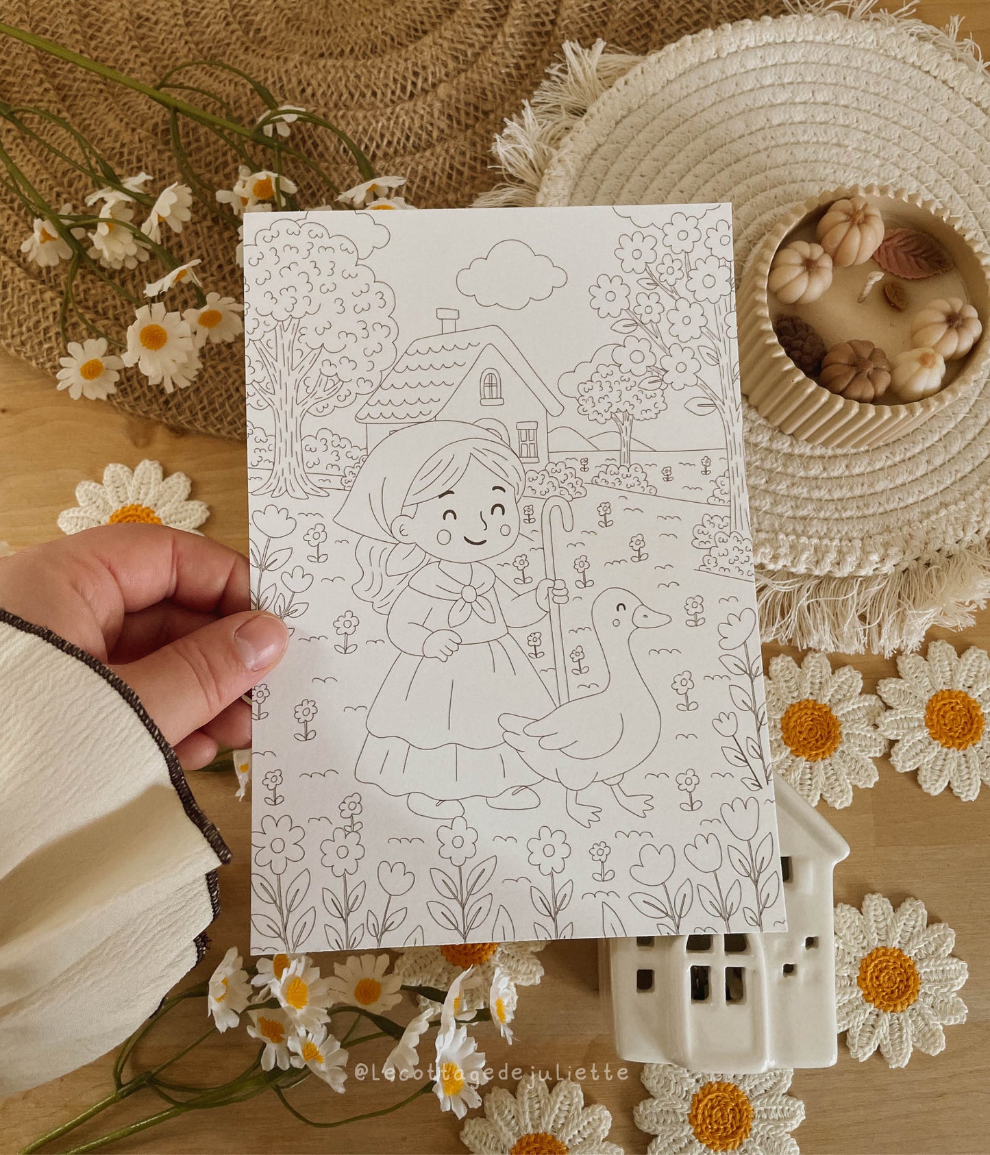 Carte à colorier "Un doux printemps"