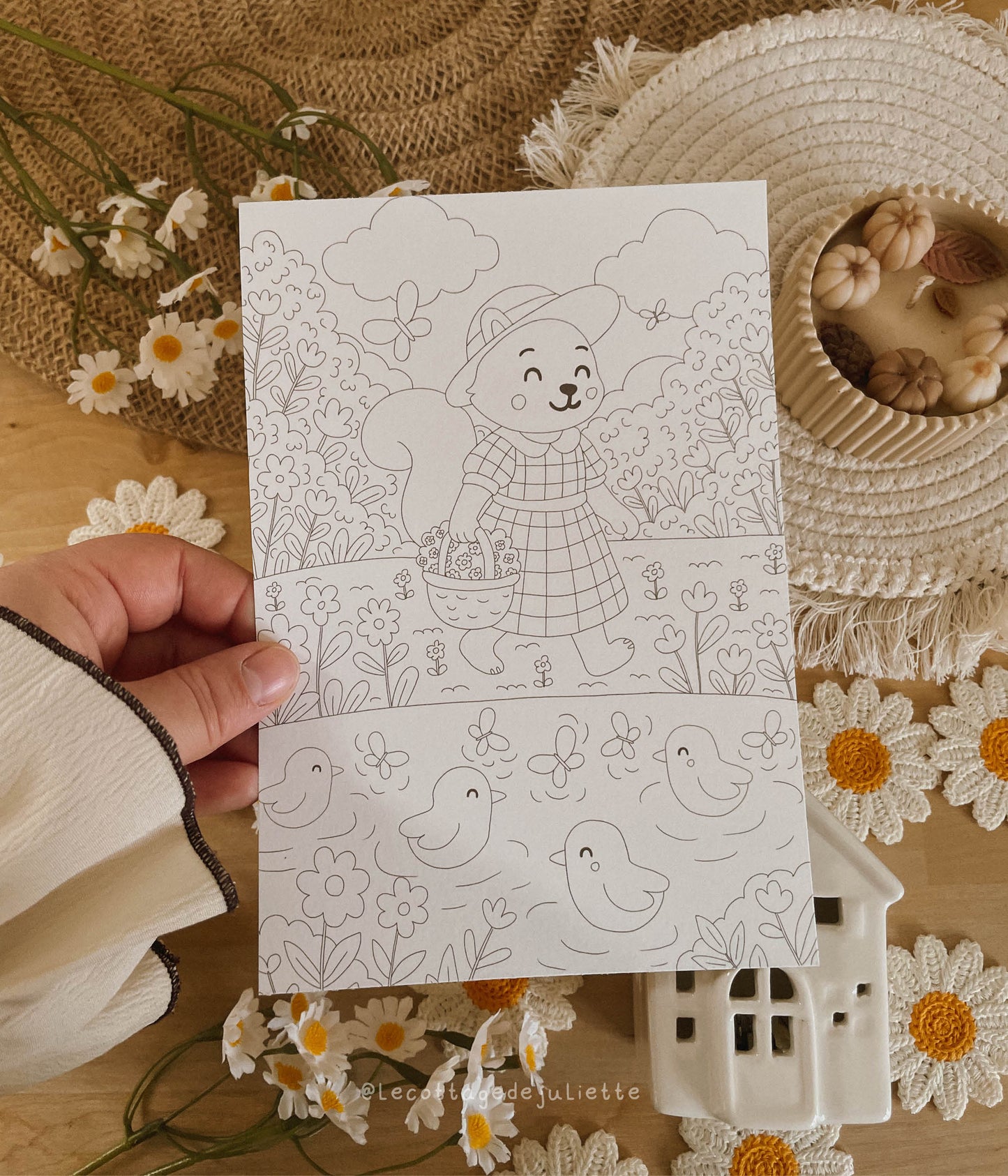 Carte à colorier "Un doux printemps"