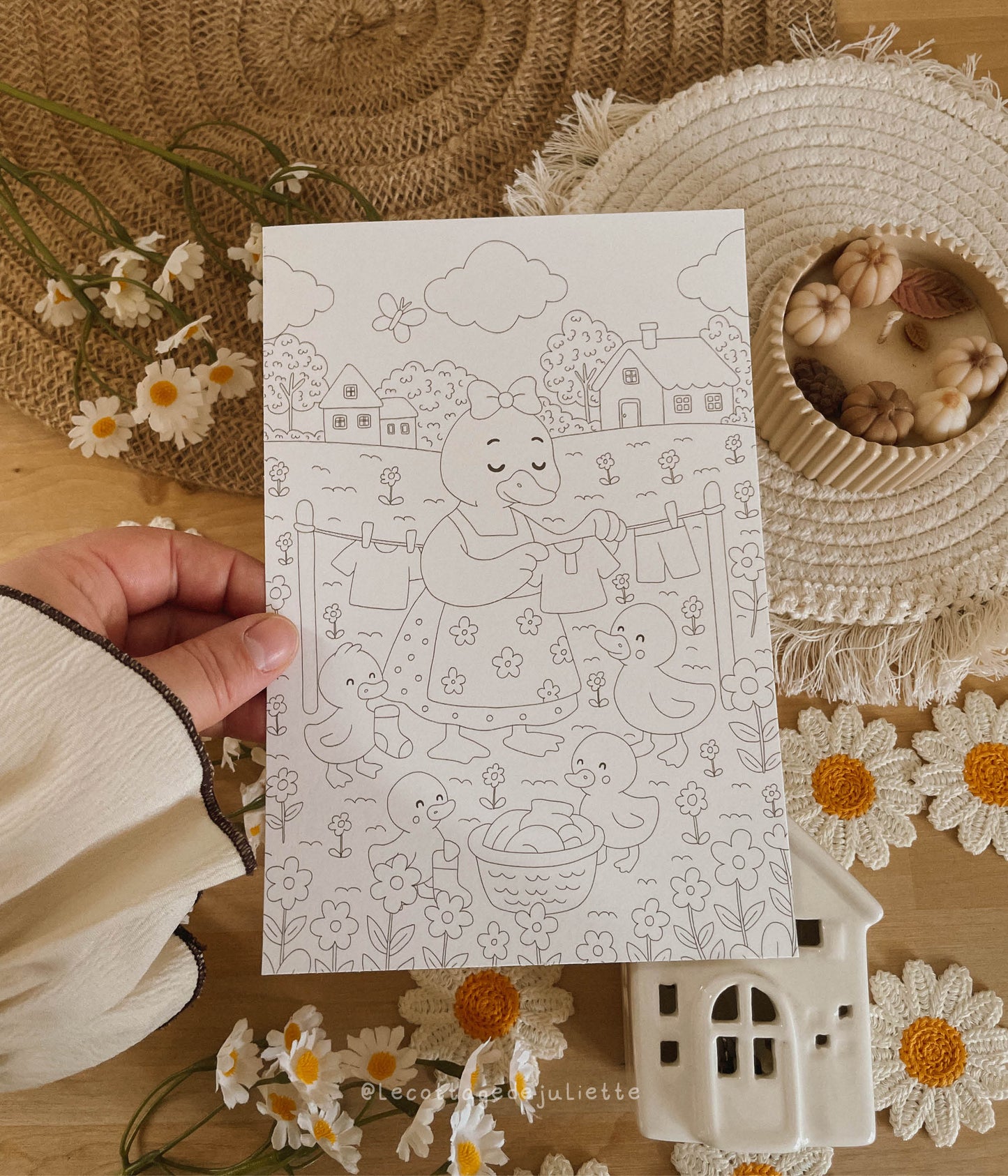 Carte à colorier "Un doux printemps"