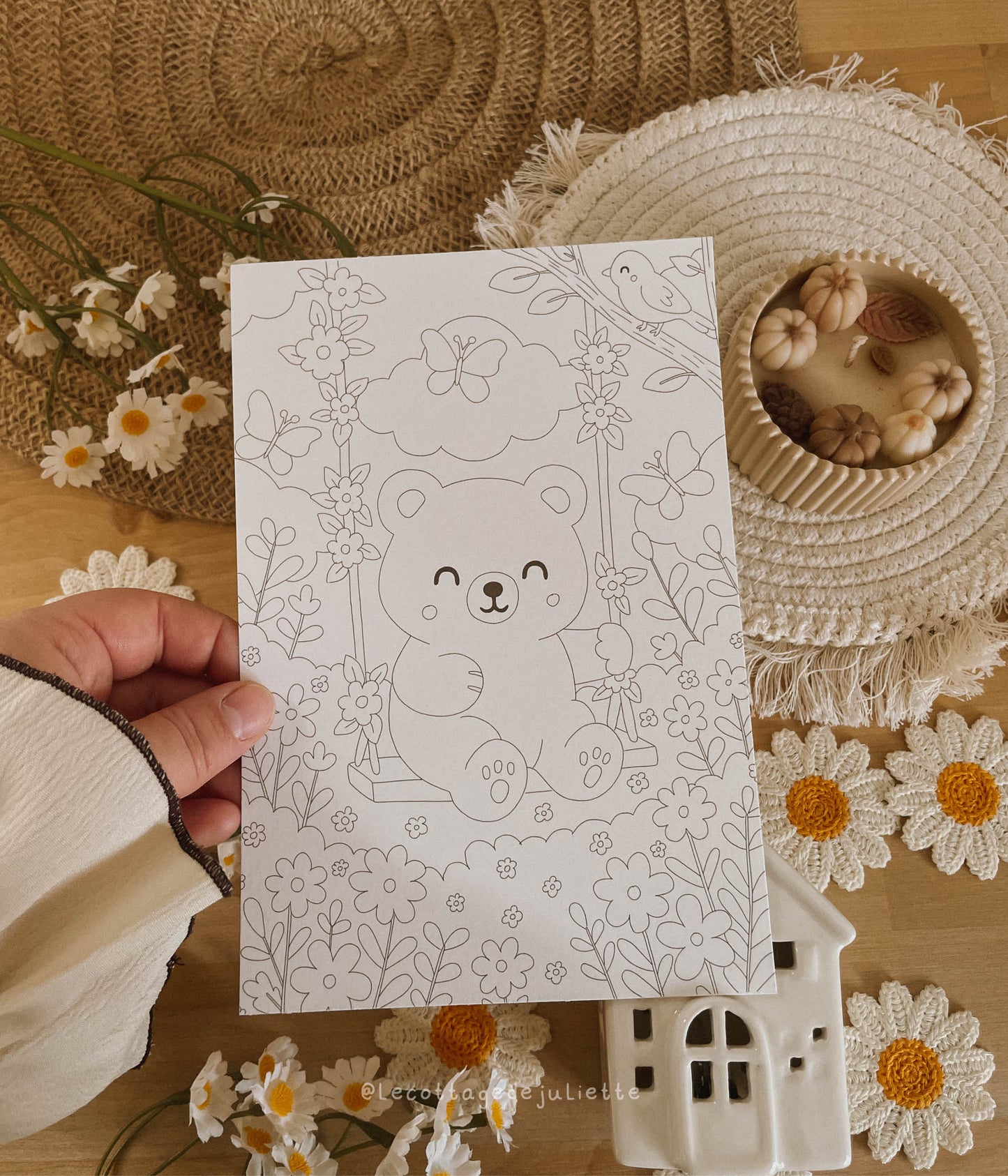Carte à colorier "Un doux printemps"