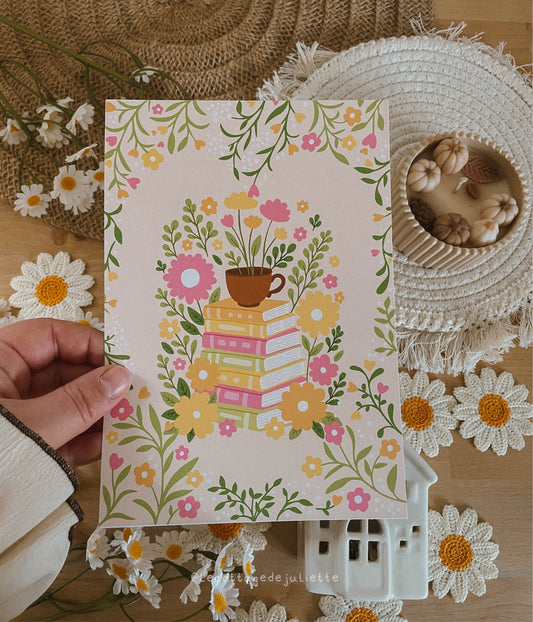 Illustration "Un moment de lecture fleuri"