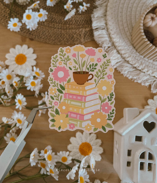 Sticker "Un moment de lecture fleuri"
